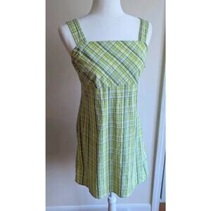 Vintage Y2K Green Plaid Cotton Sundress Fairy Cottagecore Storybook Playdress